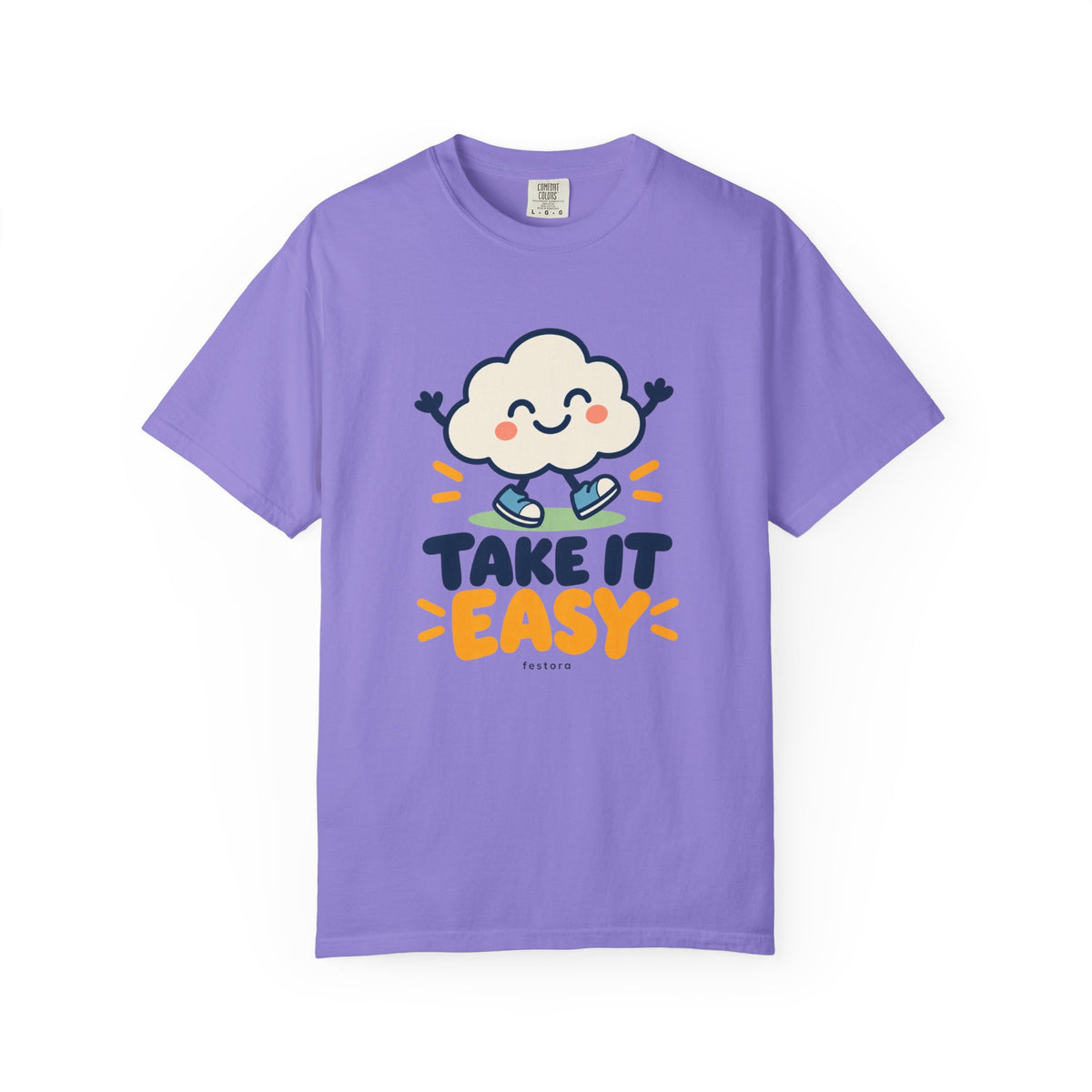 Take It Easy – Happy Cloud Graphic T-Shirt | Festora Everyday