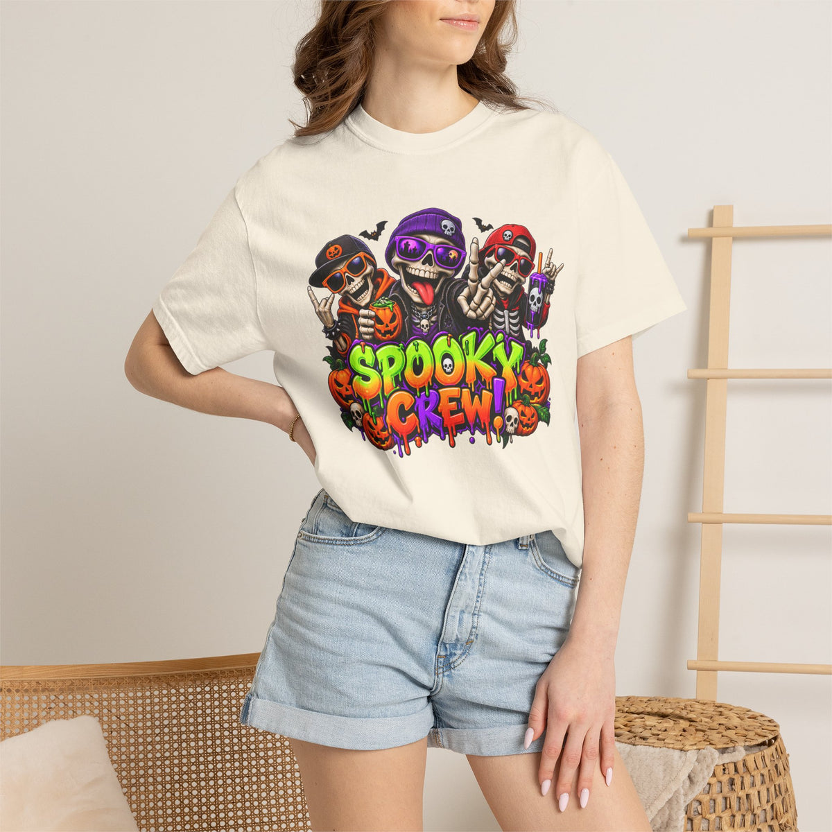 Spooky Crew Halloween T-Shirt – Funny Skeleton Graphic Tee