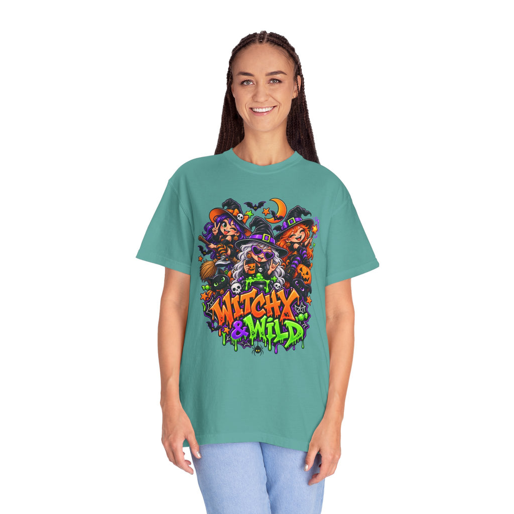 Witchy & Wild – Halloween Witch Crew Graphic T-Shirt