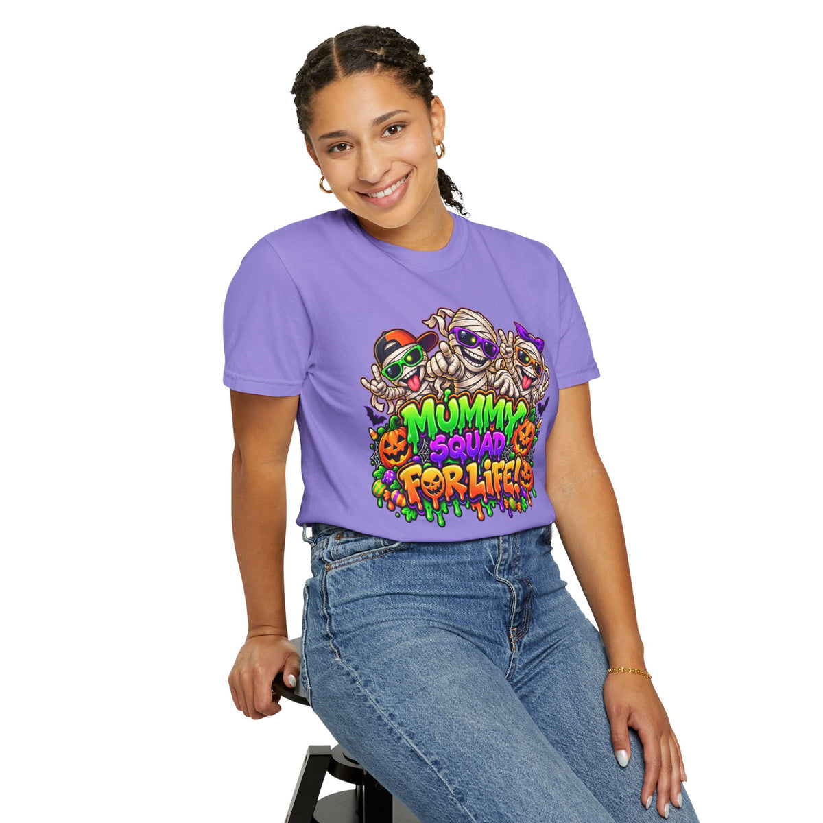 Mummy Squad For Life Halloween T-Shirt – Funny Colorful Mummy Graphic Tee