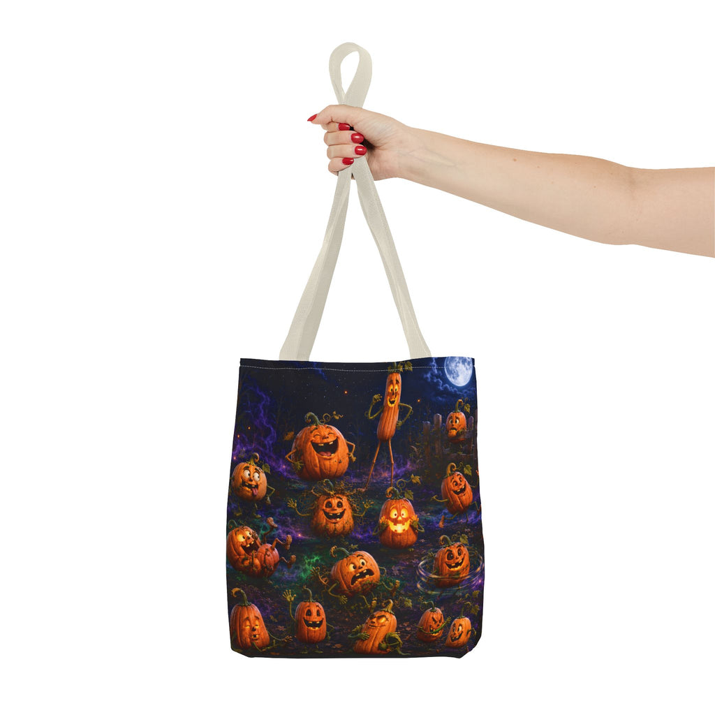 Halloween Pumpkin Patch Tote Bag — Spooky Jack-o'-Lantern All-Over Print