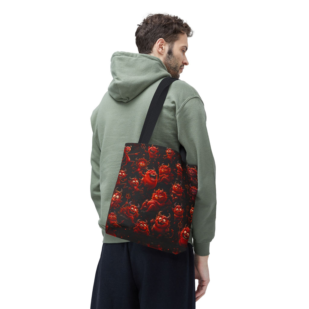 Funny Red Devils Tote Bag - Cute Mischievous Demon All-Over Print