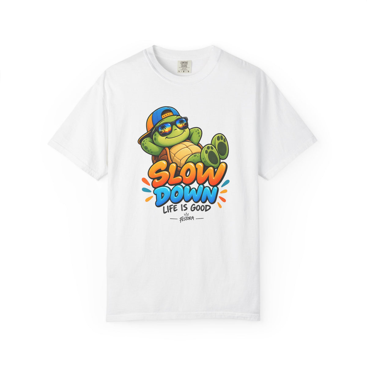 Slow Down, Life Is Good – Turtle Graphic T-Shirt | Festora Everyday