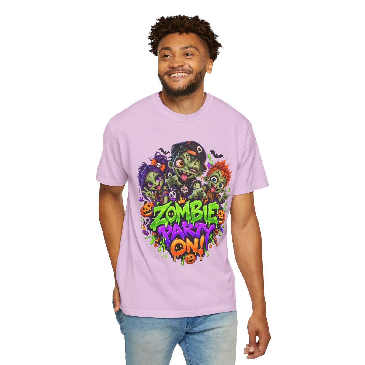 Zombie Party On! – Halloween Zombie Crew Graphic T-Shirt