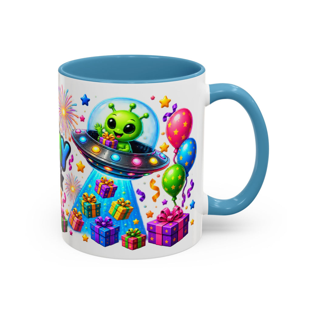 Happy Birthday Alien Coffee Mug — Colorful Galactic Birthday Wishes