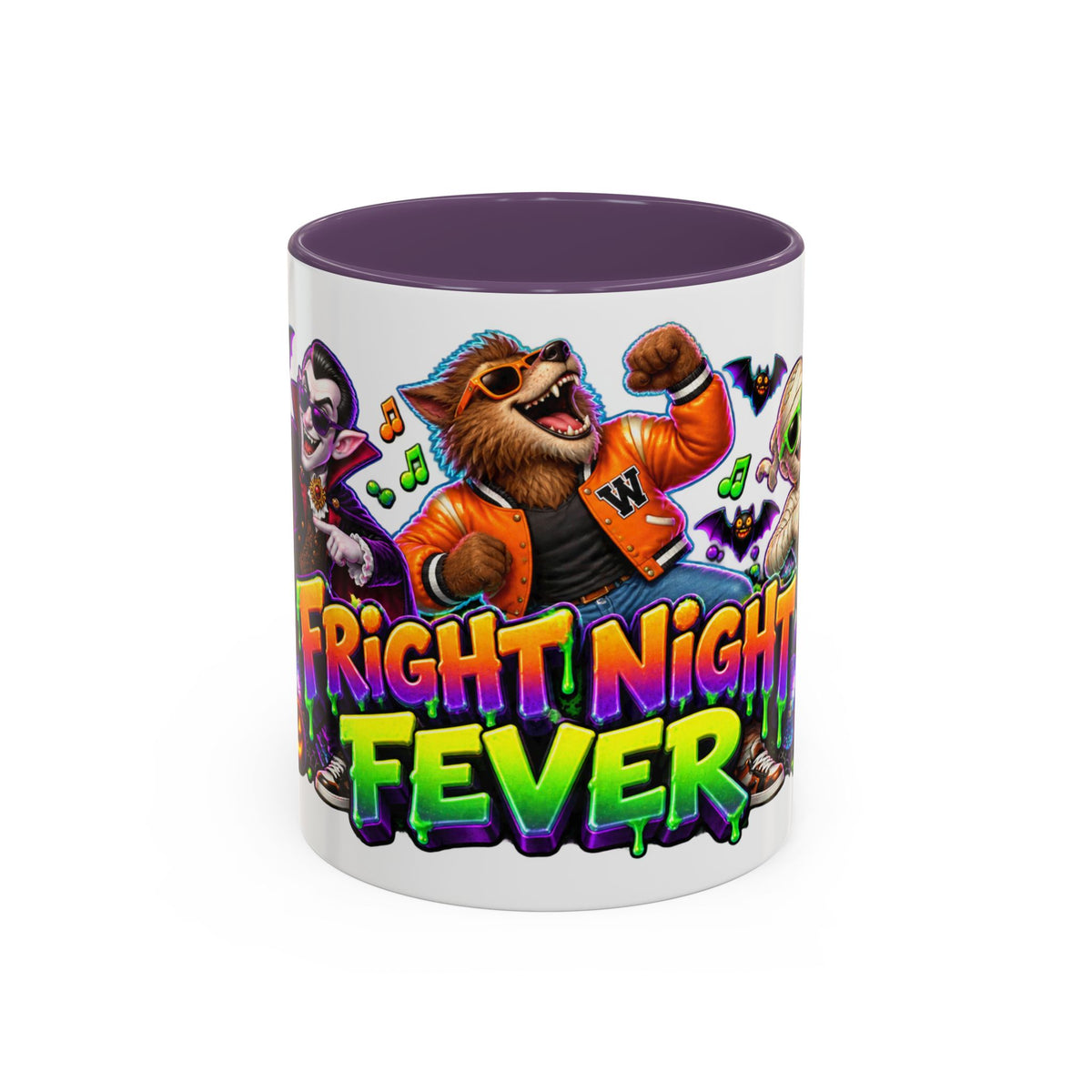 Fright Night Fever Dancing Monsters Halloween White Mug