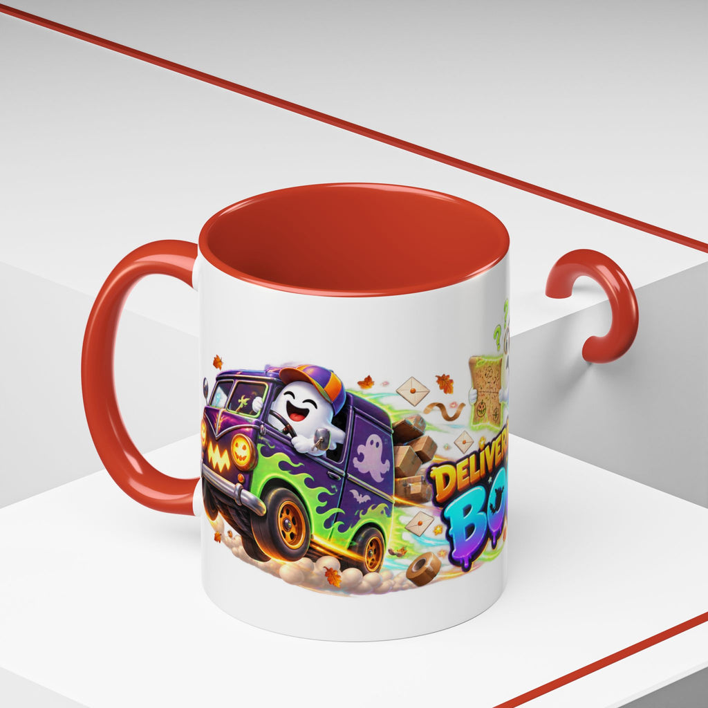 Delivering the Boos Ghost Delivery Halloween White Mug