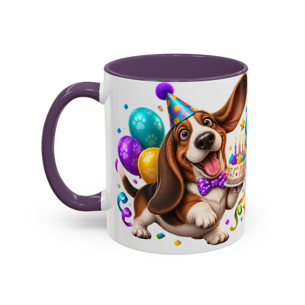 Short Legs Big Birthday Energy Basset Hound White Mug