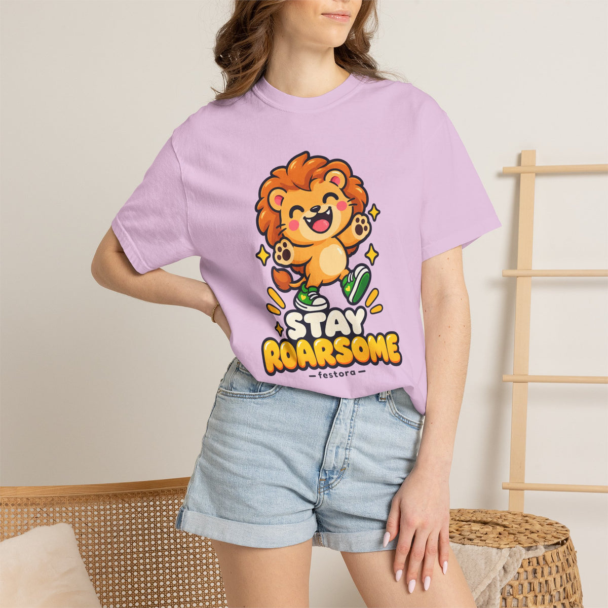 Stay Roarsome – Cute Happy Lion Graphic T-Shirt