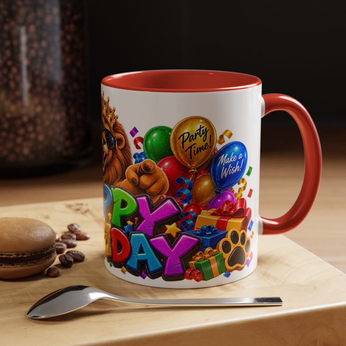 Lion Happy Birthday Mug – Colorful 3D King Celebration Design