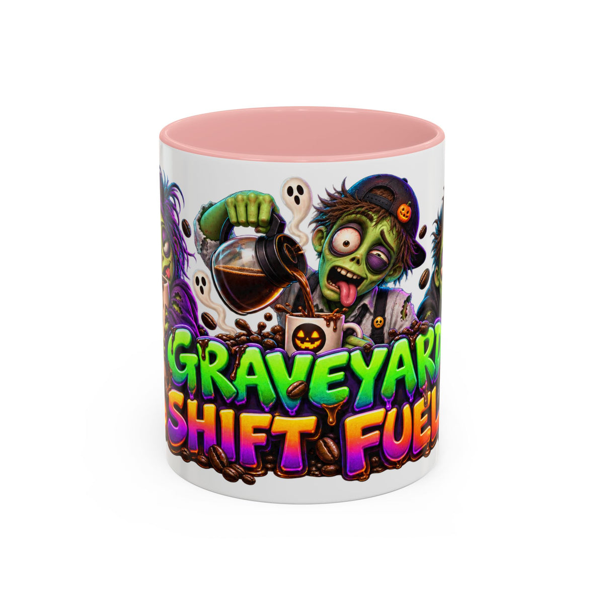 Graveyard Shift Fuel Coffee Zombies Halloween White Mug