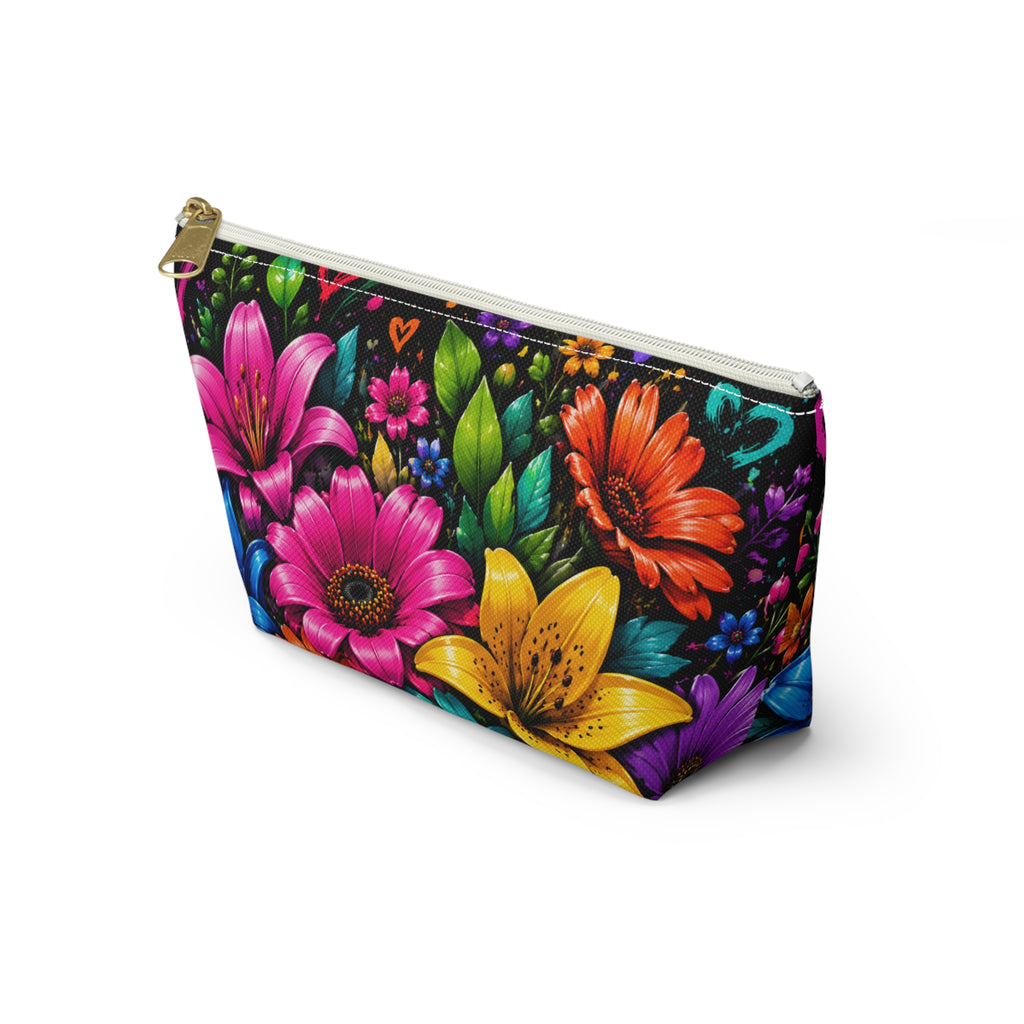 Floral Burst Accessory Pouch — Colorful T-Bottom Makeup & Travel Bag