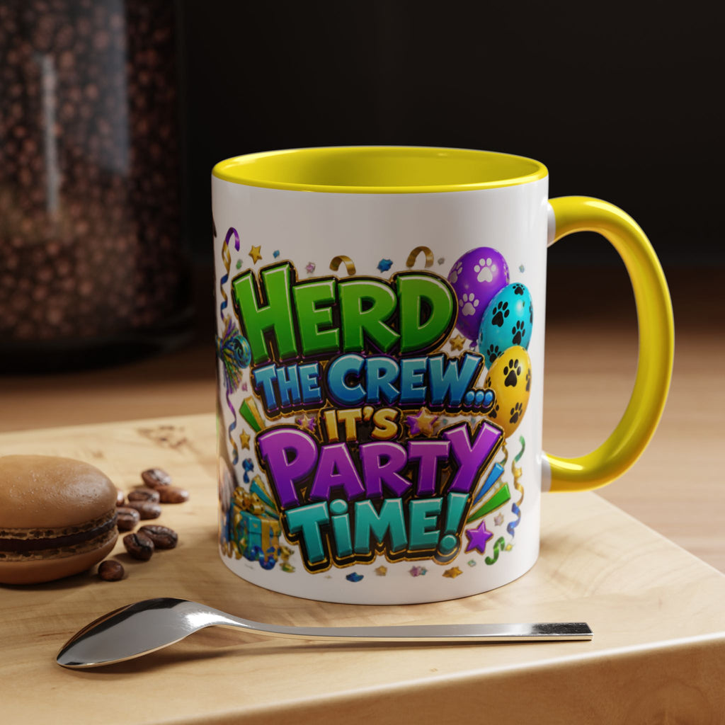Herd the Crew Border Collie Birthday White Mug