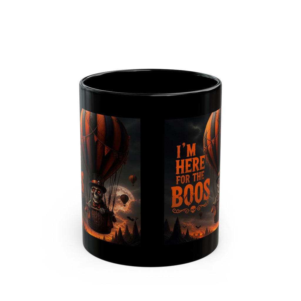 Halloween Mug - "I'm Here for the Boos" Skeleton Hot Air Balloon Coffee Cup