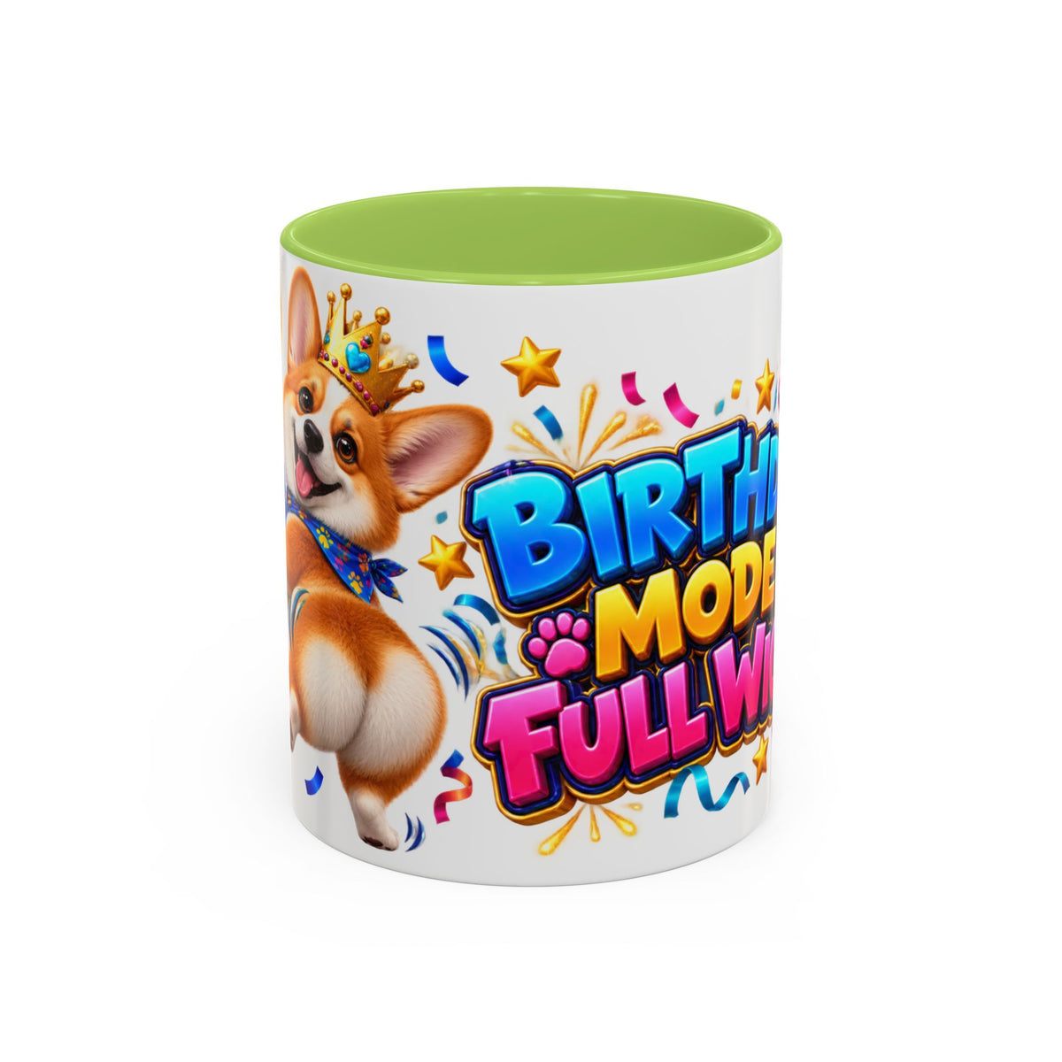 Birthday Mode Full Wiggle Corgi White Mug