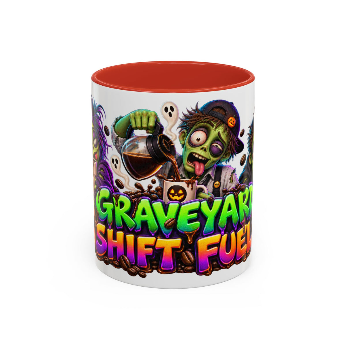 Graveyard Shift Fuel Coffee Zombies Halloween White Mug