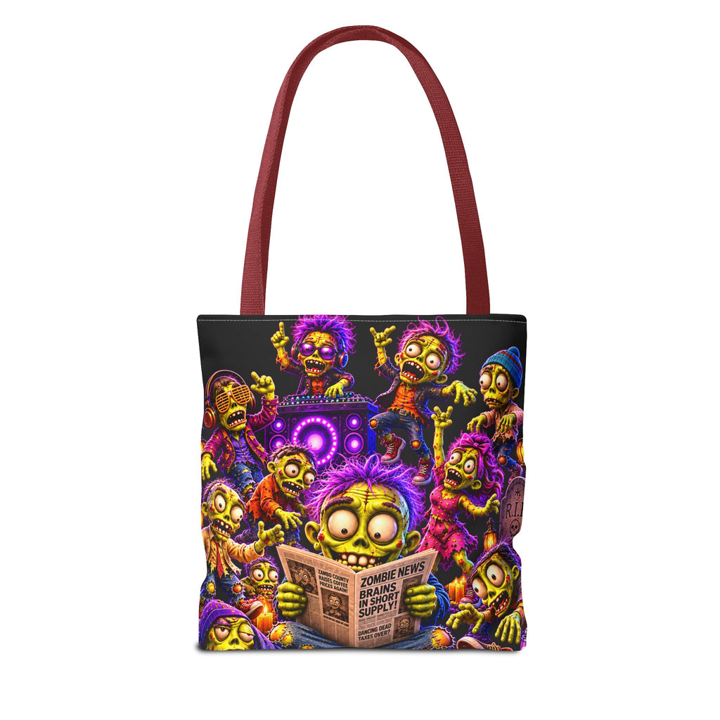 FestoraShop Funny Zombies Tote Bag - Cute 3D Halloween Zombie Reading Design