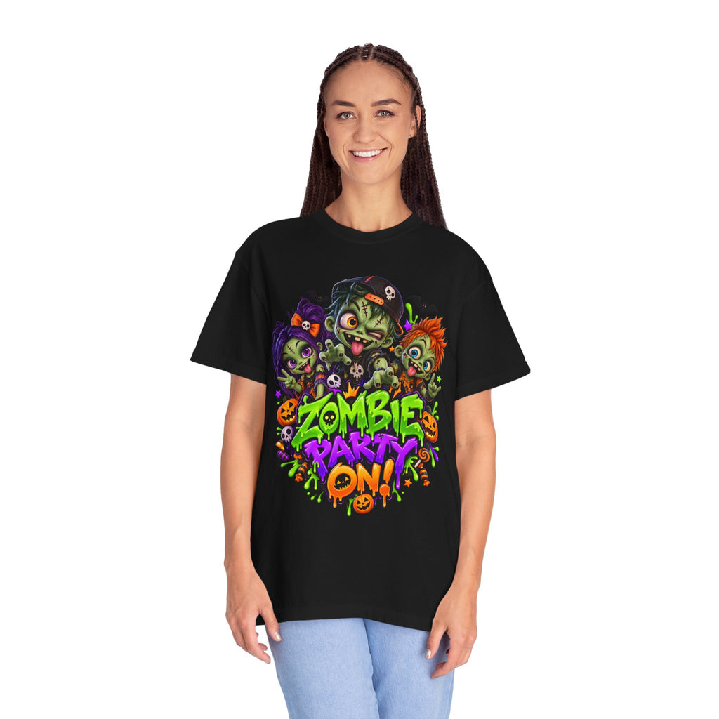 Zombie Party On! – Halloween Zombie Crew Graphic T-Shirt