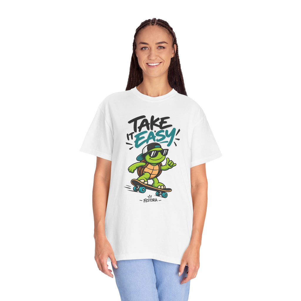 Take It Easy Skate Turtle Graphic T-Shirt | Festora Everyday