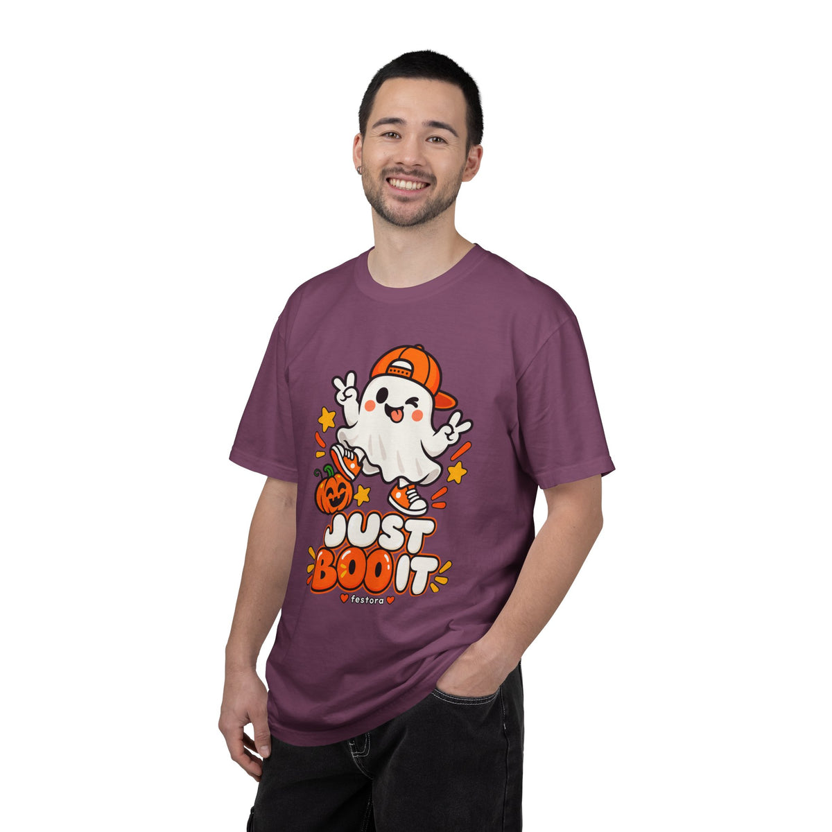 Just Boo It Halloween T-Shirt | Cute Skater Ghost Graphic Tee