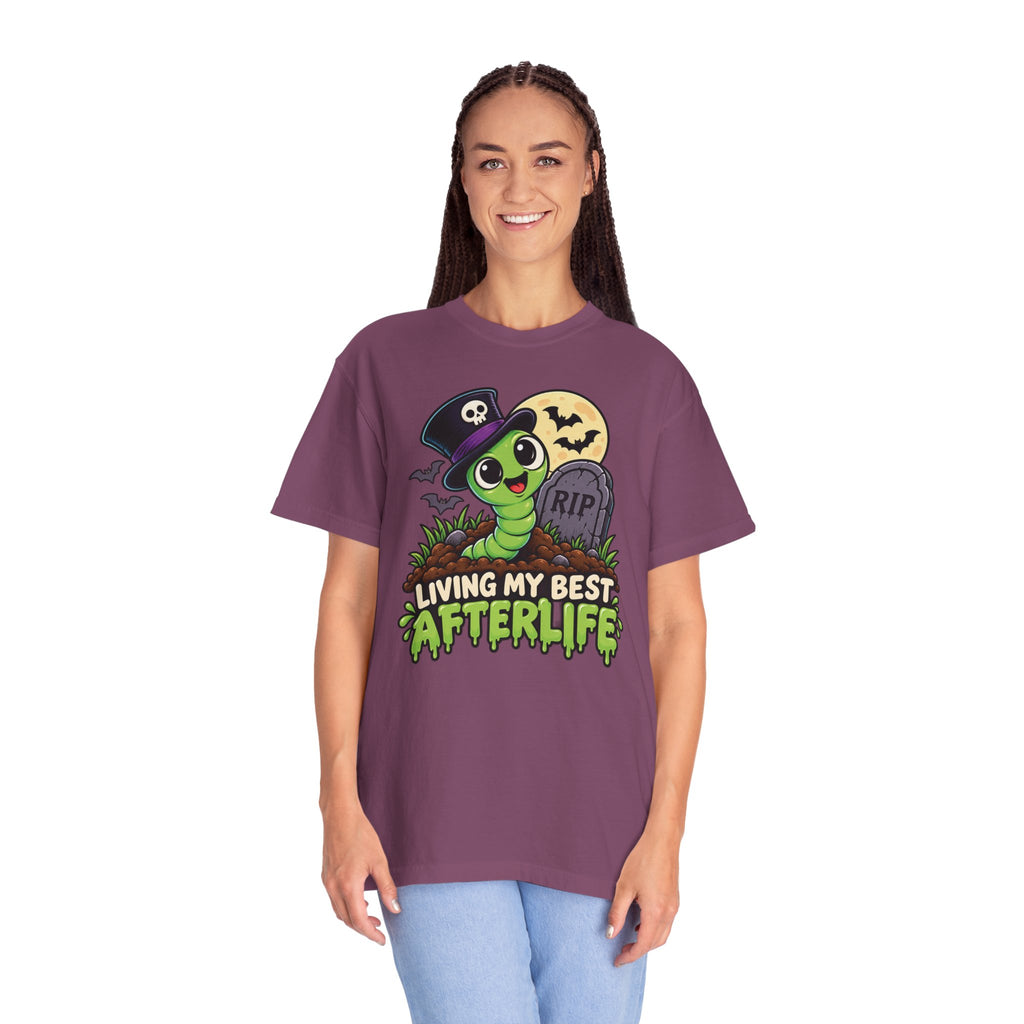 Living My Best Afterlife – Cute Halloween Graveyard Worm T-Shirt
