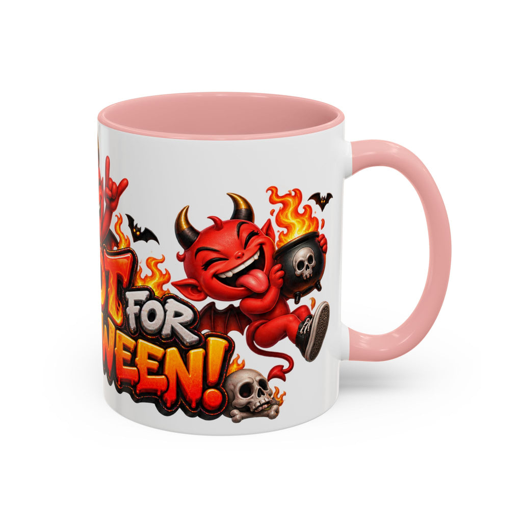 Too Hot for Halloween White Mug – Funny Devils, Flames & Spooky Design
