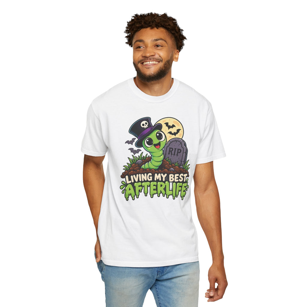 Living My Best Afterlife – Cute Halloween Graveyard Worm T-Shirt