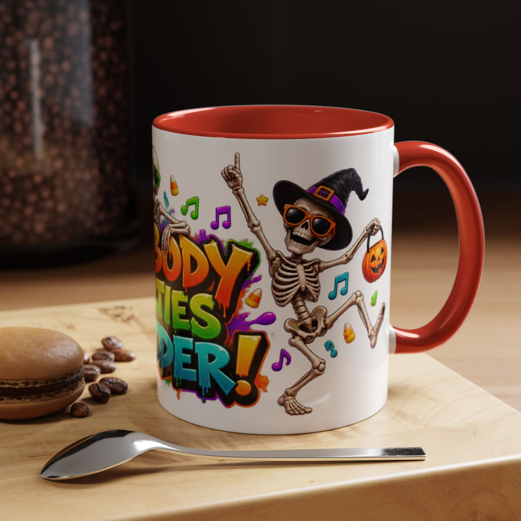 No Body Parties Harder Halloween Skeleton Party White Mug