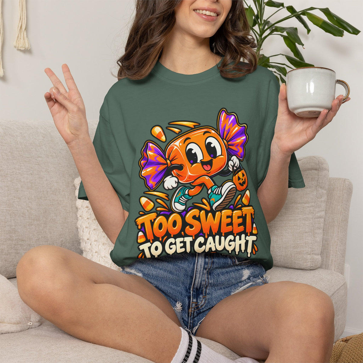 Too Sweet to Get Caught – Cute Halloween Candy T-Shirt