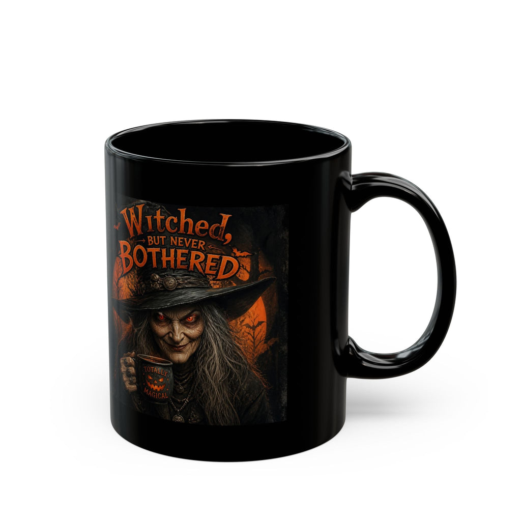Witched But Never Bothered Black Mug — Halloween Witch Coffee Cup (11oz & 15oz)