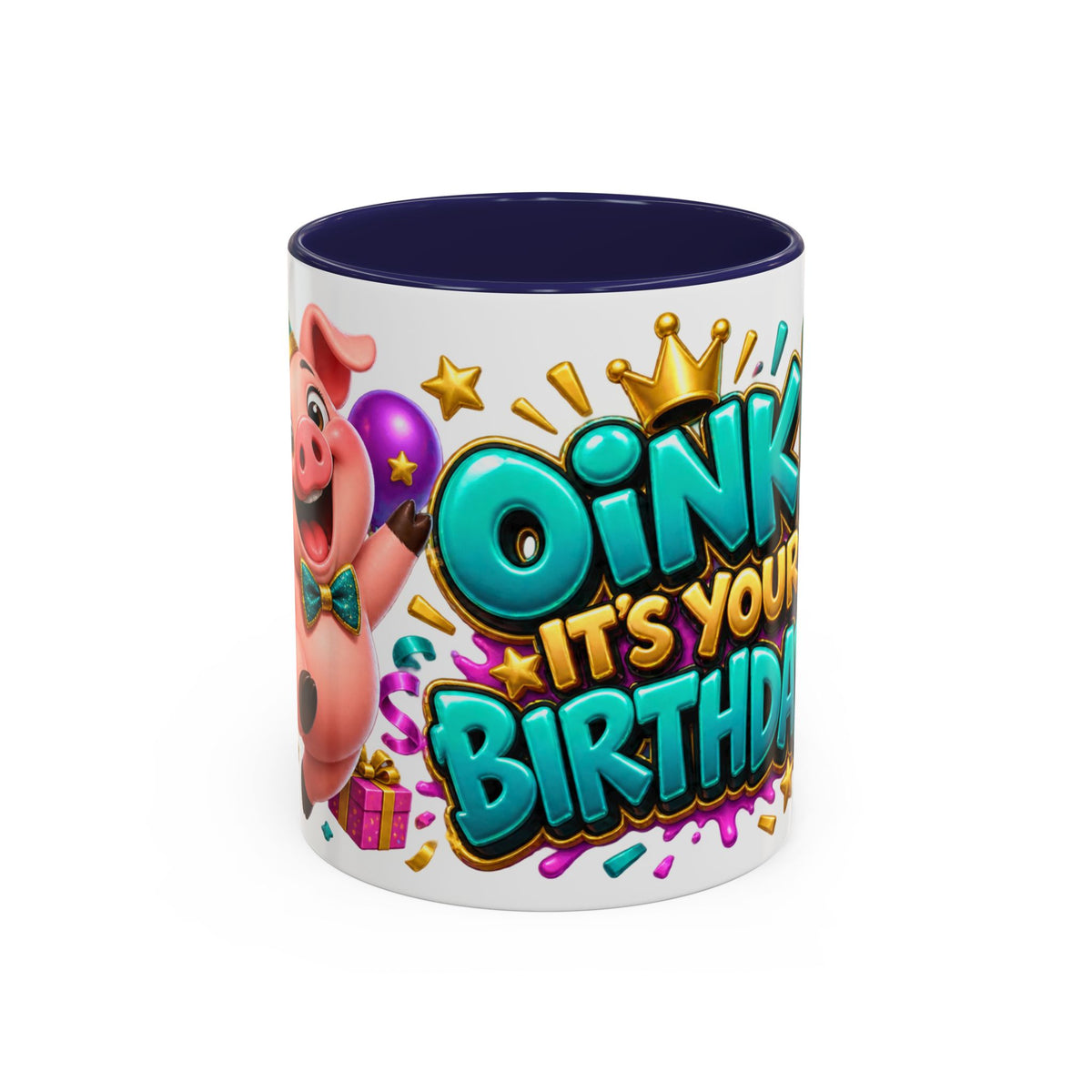 Oink! It’s Your Birthday White Mug – Cute Pig Birthday Cup, Colorful Funny Party Gift