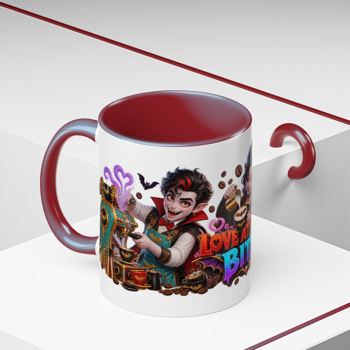 Love at First Bite Vampire Barista Halloween White Mug