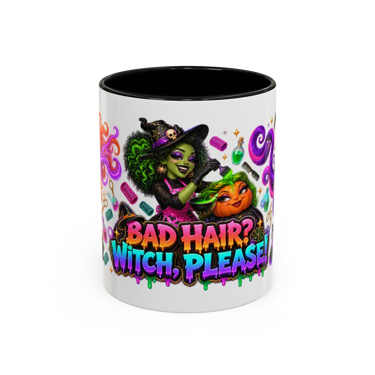 Bad Hair Witch Please Halloween Hairstylist White Mug