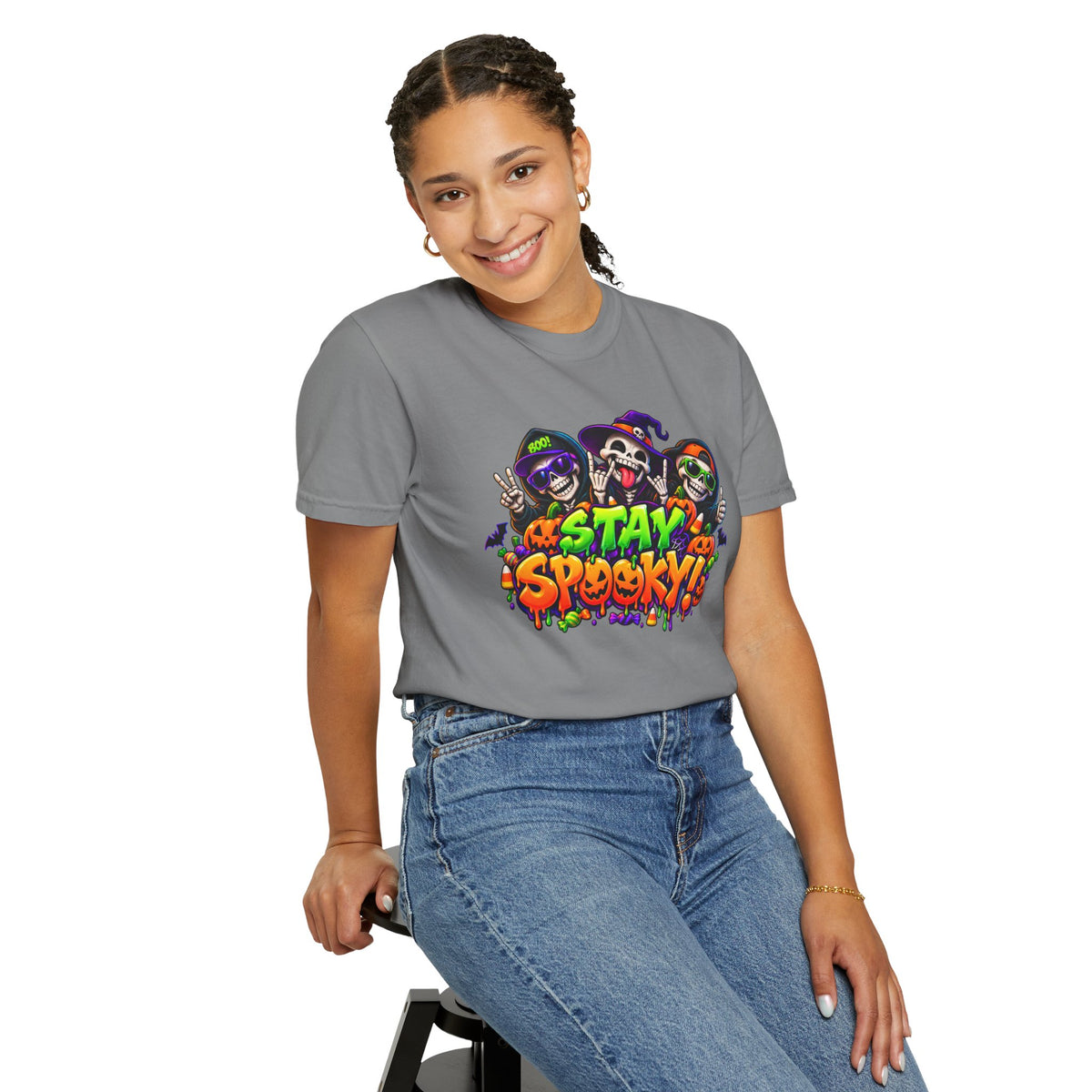 Stay Spooky Halloween T-Shirt – Funny Skeleton Crew Colorful Graphic Tee