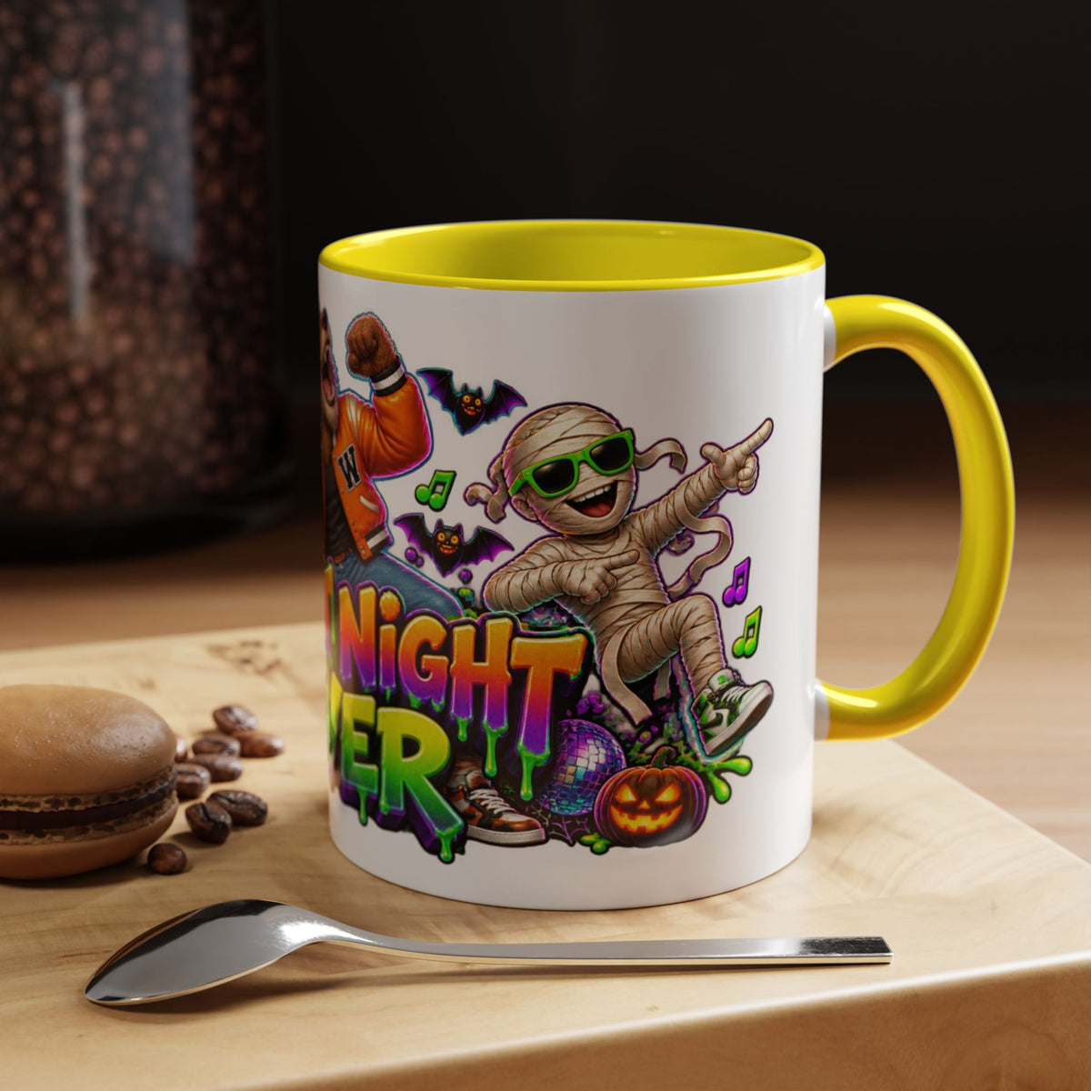 Fright Night Fever Dancing Monsters Halloween White Mug