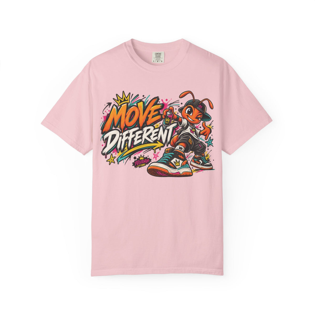 Move Different Graphic T-Shirt — Streetwear Skate Ant Mascot Design