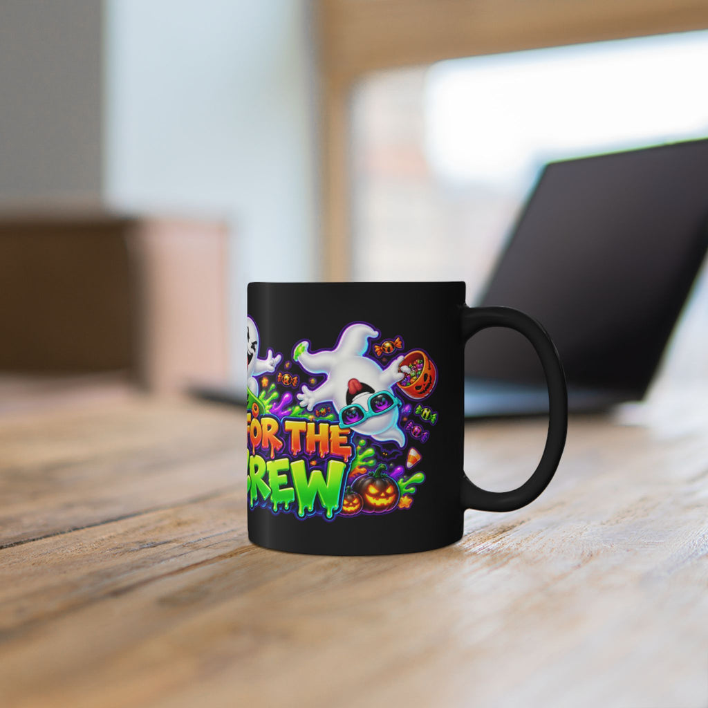 No Rest for the Boo Crew Crazy Ghosts Halloween Black Mug