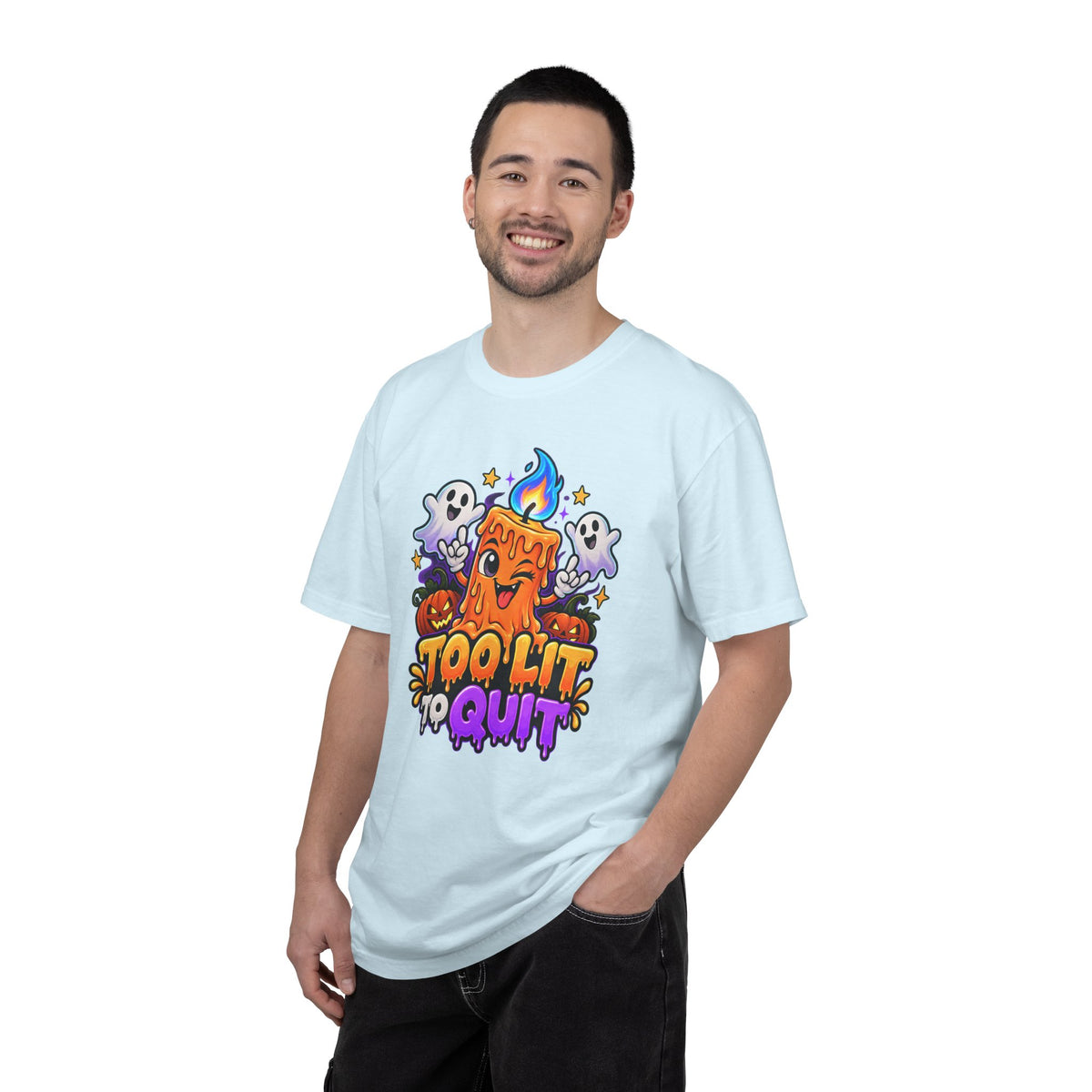 Too Lit to Quit – Funny Halloween Candle T-Shirt