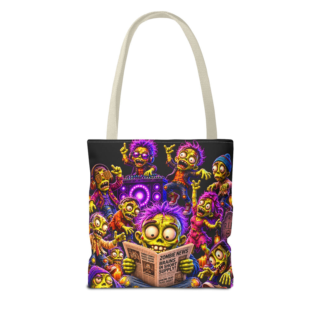 FestoraShop Funny Zombies Tote Bag - Cute 3D Halloween Zombie Reading Design