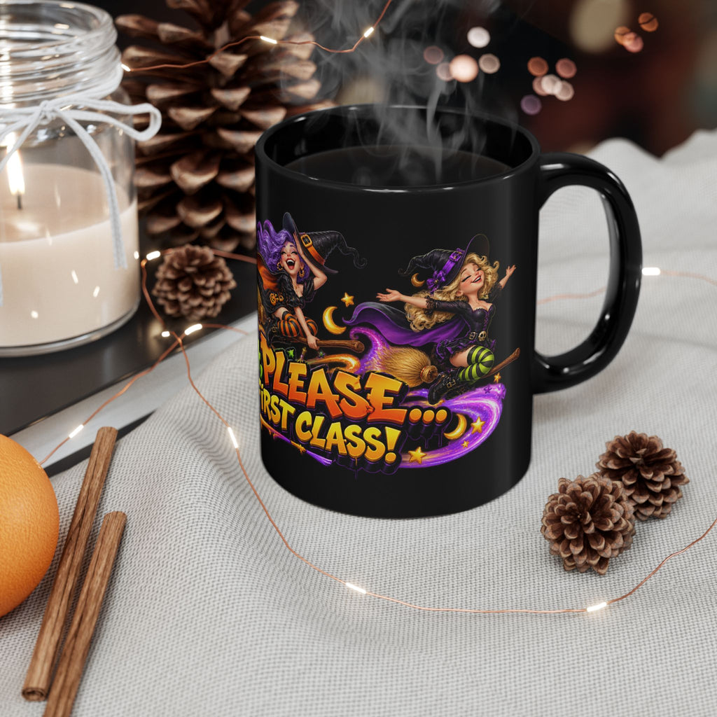 Witch Please I Fly First Class Halloween Black Mug