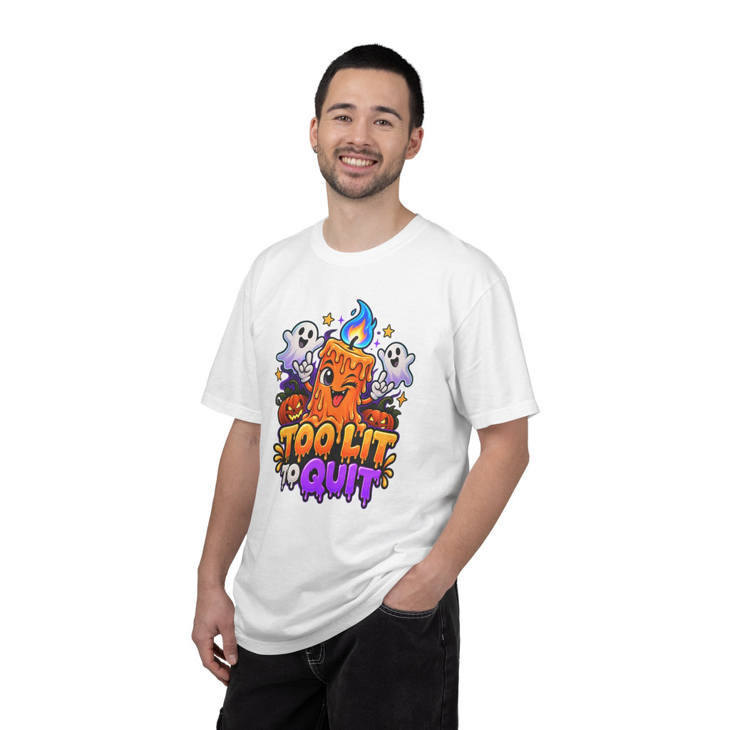 Too Lit to Quit – Funny Halloween Candle T-Shirt