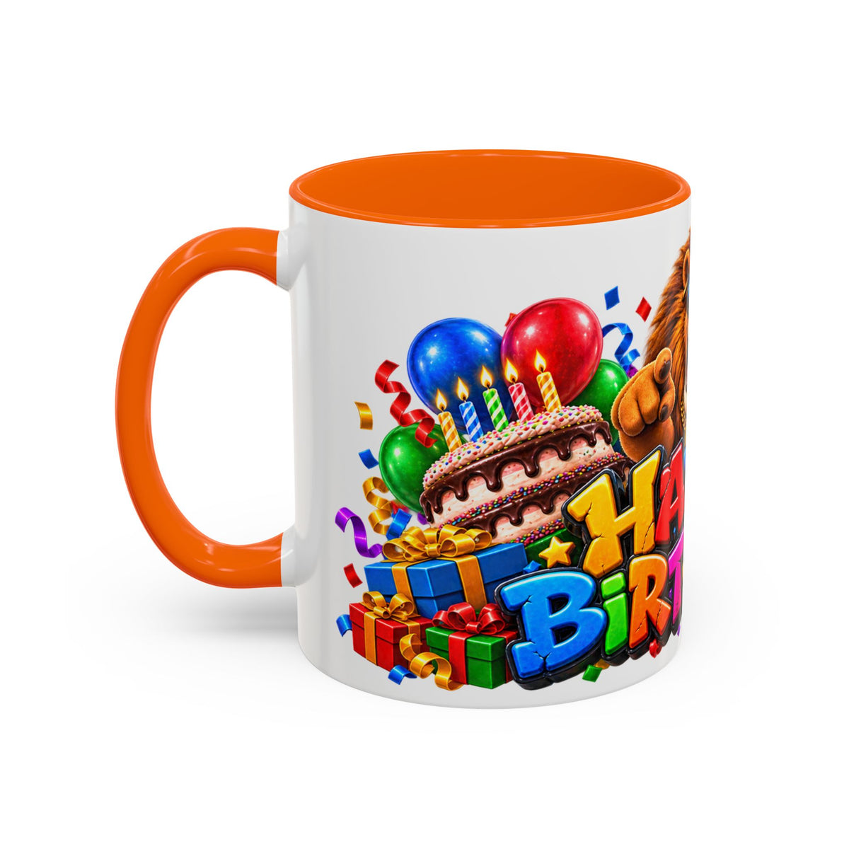 Lion Happy Birthday Mug – Colorful 3D King Celebration Design