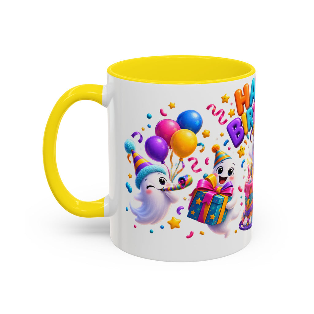 Happy Birthday Accent Coffee Mug - Colorful Celebration Mug (11oz, 15oz)