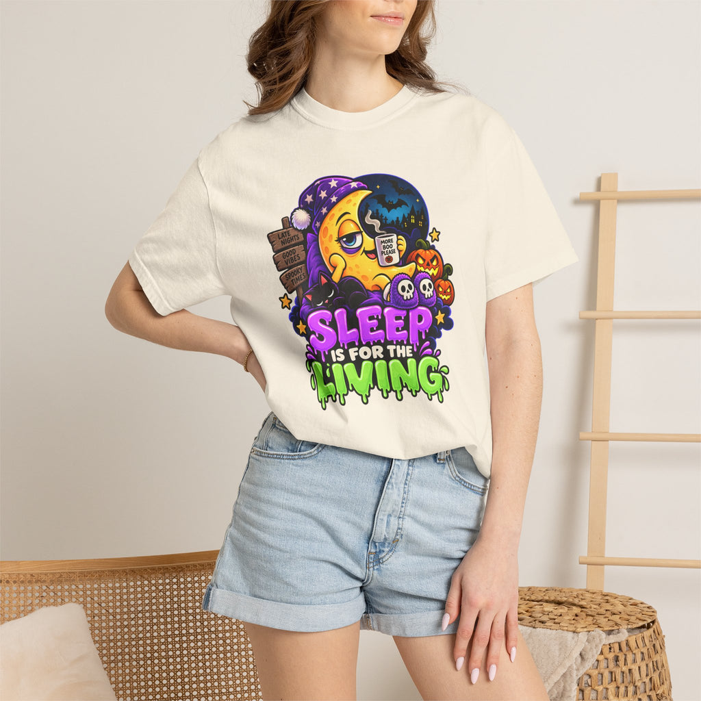 Sleep Is for the Living – Funny Halloween Moon T-Shirt