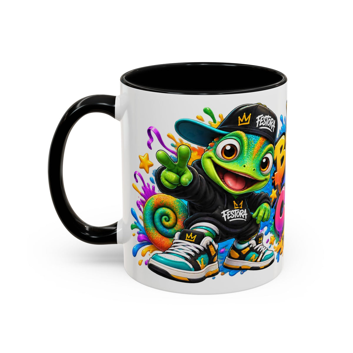 Birthday in Full Color White Ceramic Mug – Fun Colorful Birthday Coffee Cup – FestoraShop Original Design