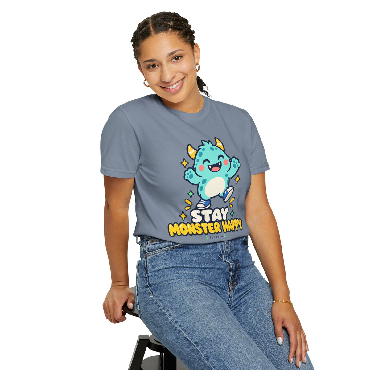 Stay Monster Happy – Cute Monster Graphic T-Shirt