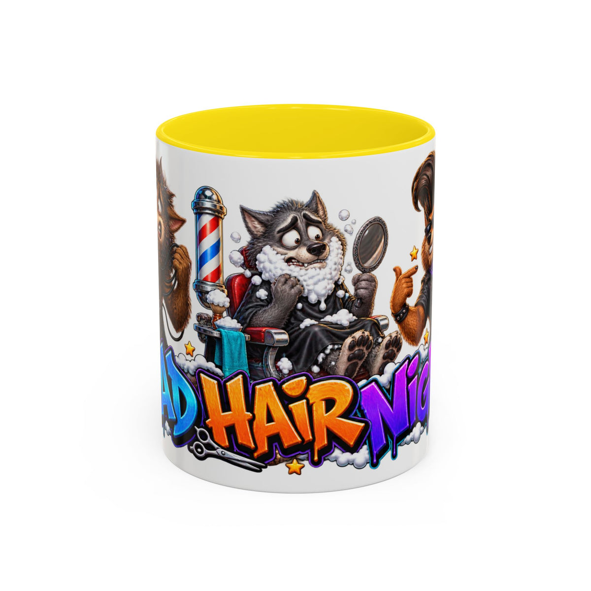 Bad Hair Night Funny Werewolf Barber Halloween White Mug