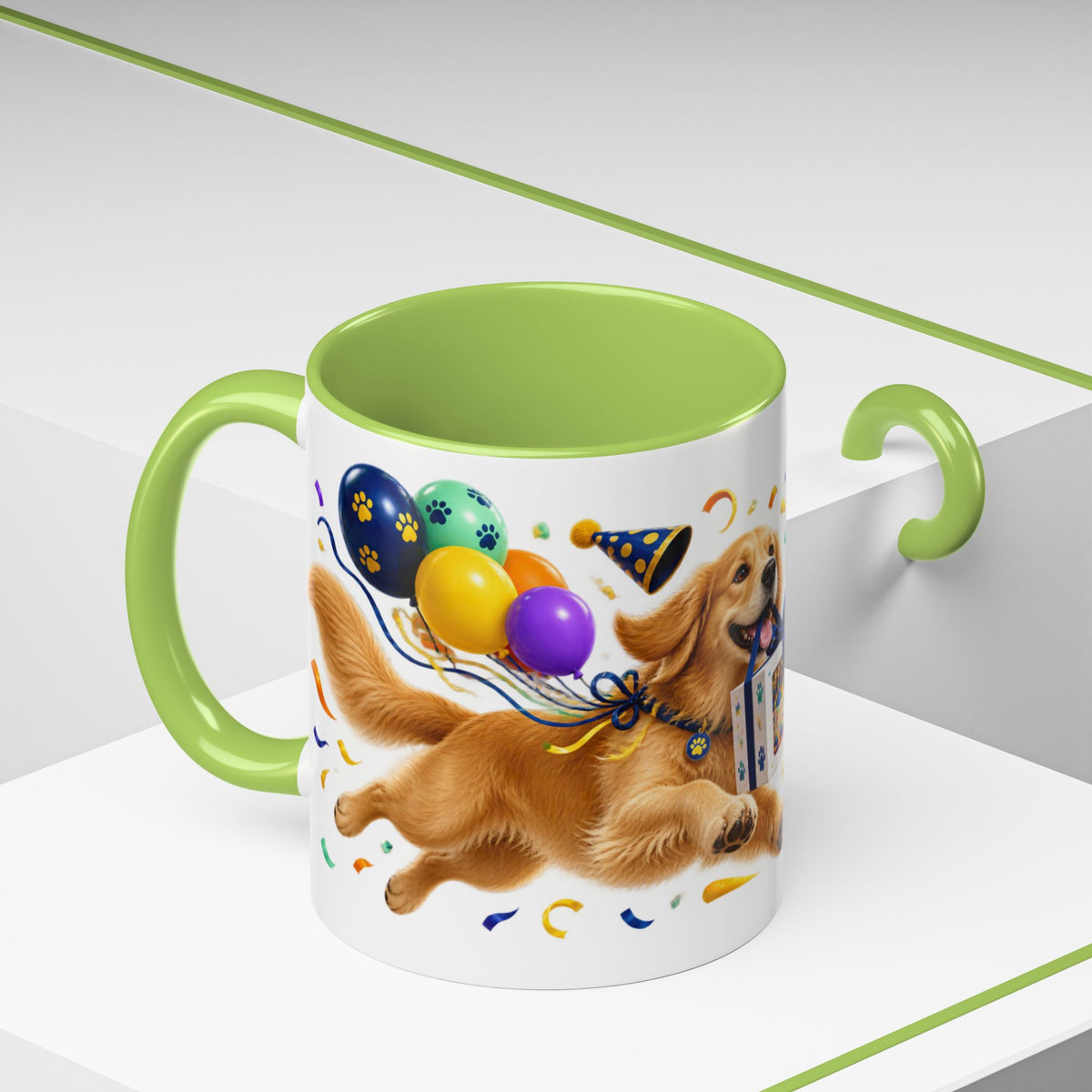 Fetch the Cake Golden Retriever Birthday White Mug
