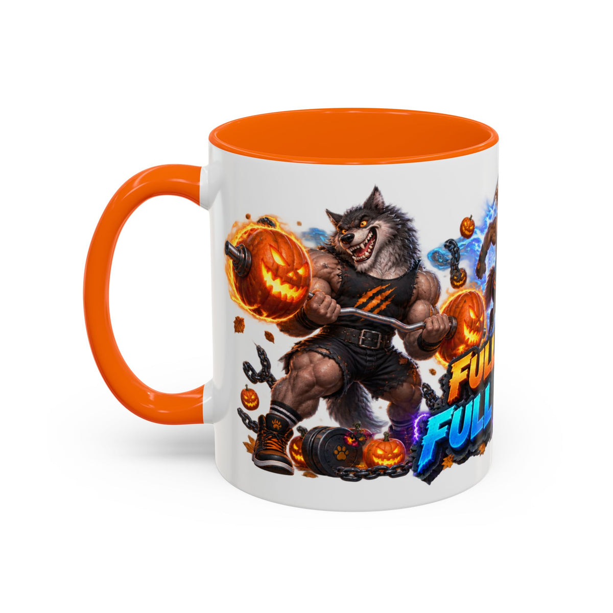 Full Moon Full Power Werewolf Gym Halloween White Mug