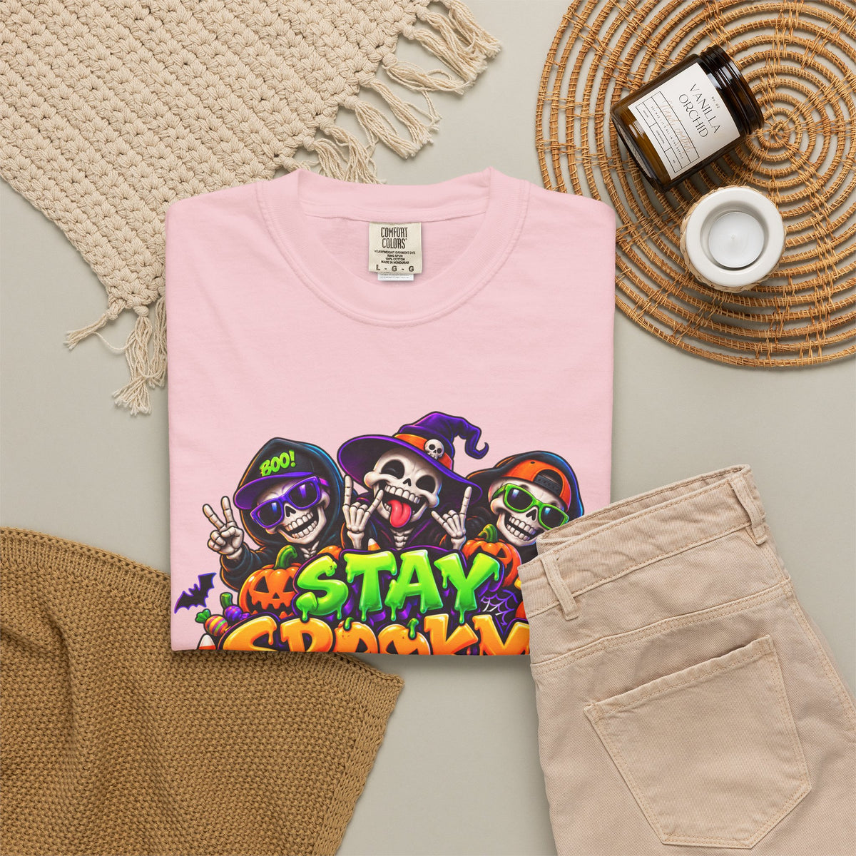 Stay Spooky Halloween T-Shirt – Funny Skeleton Crew Colorful Graphic Tee